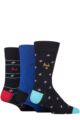 Mens 3 Pair Pringle Patterned Bamboo Socks - Squares Blue