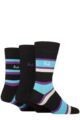 Mens 3 Pair Pringle Patterned Bamboo Socks - Mix Stripes Black