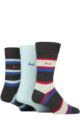 Mens 3 Pair Pringle Patterned Bamboo Socks - Mix Stripes Charcoal