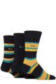 Mens 3 Pair Pringle Patterned Bamboo Socks - Mix Stripes Navy / Teal