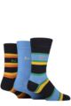 Mens 3 Pair Pringle Patterned Bamboo Socks - Mix Stripes Navy