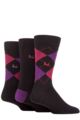 Mens 3 Pair Pringle Bamboo Cotton Blend Argyle Socks - Black / Pink / Purple