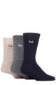 Mens 3 Pair Pringle Bamboo Cushioned Leisure Socks - Navy / Stone