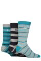 Mens 3 Pair Pringle Bamboo Leisure Socks - Small Stripes Grey / Teal