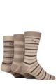 Mens 3 Pair Pringle Bamboo Leisure Socks - Small Stripes Beige / Brown