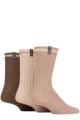 Mens 3 Pair Pringle Bamboo Leisure Socks - Brown / Beige