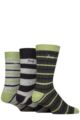 Mens 3 Pair Pringle Bamboo Leisure Socks - Small Stripes Grey / Green