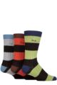 Mens 3 Pair Pringle Bamboo Leisure Socks - Stripes Green / Black