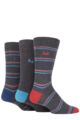 Mens 3 Pair Pringle New Waverley Argyle Patterned and Plain Socks - Charcoal Stripe