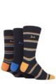 Mens 3 Pair Pringle New Waverley Argyle Patterned and Plain Socks - Navy Stripe