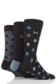 Mens 3 Pair Pringle Tommy Spots and Stripe Cotton Socks - Black