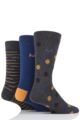 Mens 3 Pair Pringle Tommy Spots and Stripe Cotton Socks - Charcoal