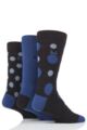 Mens 3 Pair Pringle Arthur Spots Cotton Socks - Black