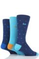 Mens 3 Pair Pringle John Spots Cotton Socks - Blue