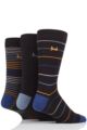 Mens 3 Pair Pringle Finn Stripes Cotton Socks - Black