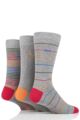 Mens 3 Pair Pringle Finn Stripes Cotton Socks - Light Grey