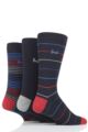 Mens 3 Pair Pringle Finn Stripes Cotton Socks - Navy
