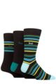 Mens 3 Pair Pringle Cotton and Recycled Polyester Patterned Socks - Stripes Black
