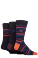 Mens 3 Pair Pringle Cotton and Recycled Polyester Patterned Socks - Stripes Navy