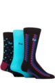 Mens 3 Pair Pringle Cotton and Recycled Polyester Patterned Socks - Spotted Lines Black