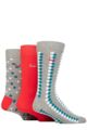 Mens 3 Pair Pringle Cotton and Recycled Polyester Patterned Socks - Spotted Lines Light Grey