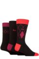 Mens 3 Pair Pringle Cotton and Recycled Polyester Patterned Socks - Diamonds Black