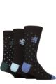 Mens 3 Pair Pringle Patterned Cotton Socks - Polka Dots Black