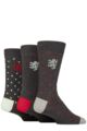 Mens 3 Pair Pringle Patterned Cotton Socks - Polka Dots Charcoal