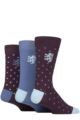 Mens 3 Pair Pringle Patterned Cotton Socks - Polka Dots Purple