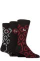 Mens 3 Pair Pringle Cotton and Recycled Polyester Patterned Socks - Diamond Outline Black
