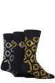 Mens 3 Pair Pringle Cotton and Recycled Polyester Patterned Socks - Diamond Outline Navy