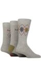 Mens 3 Pair Pringle Cotton and Recycled Polyester Patterned Socks - Argyle Light Grey