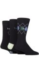Mens 3 Pair Pringle Cotton and Recycled Polyester Patterned Socks - Argyle Navy / Green