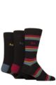 Mens 3 Pair Pringle Cotton and Recycled Polyester Patterned Socks - Mix Stripes Black