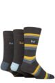 Mens 3 Pair Pringle Cotton and Recycled Polyester Patterned Socks - Mix Stripes Charcoal