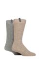 Mens 2 Pair Pringle Recycled Wool Boot Socks - Brown / Grey