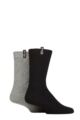 Mens 2 Pair Pringle Recycled Wool Boot Socks - Diamond Black / Grey