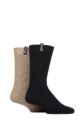 Mens 2 Pair Pringle Recycled Wool Boot Socks - Diamond Navy / Light Brown