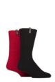 Mens 2 Pair Pringle Recycled Wool Boot Socks - Black / Red