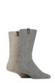 Mens 2 Pair Pringle Recycled Wool Boot Socks - Grey / Sand