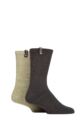 Mens 2 Pair Pringle Cushioned Boot Socks - Grey / Green