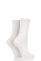 Ladies 2 Pair Charnos Cotton Modal Socks - Cream