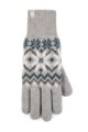 Ladies 1 Pack SOCKSHOP Heat Holders Avens Patterned Gloves - Light Grey