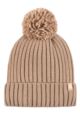 Women's 1 Pack SOCKSHOP Heat Holders Arden Pom Pom Hat - Beige