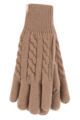 Women's 1 Pair SOCKSHOP Heat Holders Willow Cable Gloves - Beige