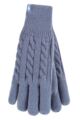 Women's 1 Pair SOCKSHOP Heat Holders Willow Cable Gloves - Dusky Blue