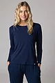 Women's 1 Pack Lazy Panda Bamboo Loungewear Selection Long Sleeved Top - Navy Long Sleeved Top
