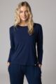 Ladies 1 Pack Lazy Panda Bamboo Loungewear Selection Long Sleeved Top - Navy Long Sleeved Top