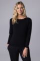 Ladies 1 Pack Lazy Panda Bamboo Loungewear Selection Long Sleeved Top - Black