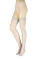 Ladies 1 Pair Trasparenze Licorice Floral Net Hold Ups - Oil